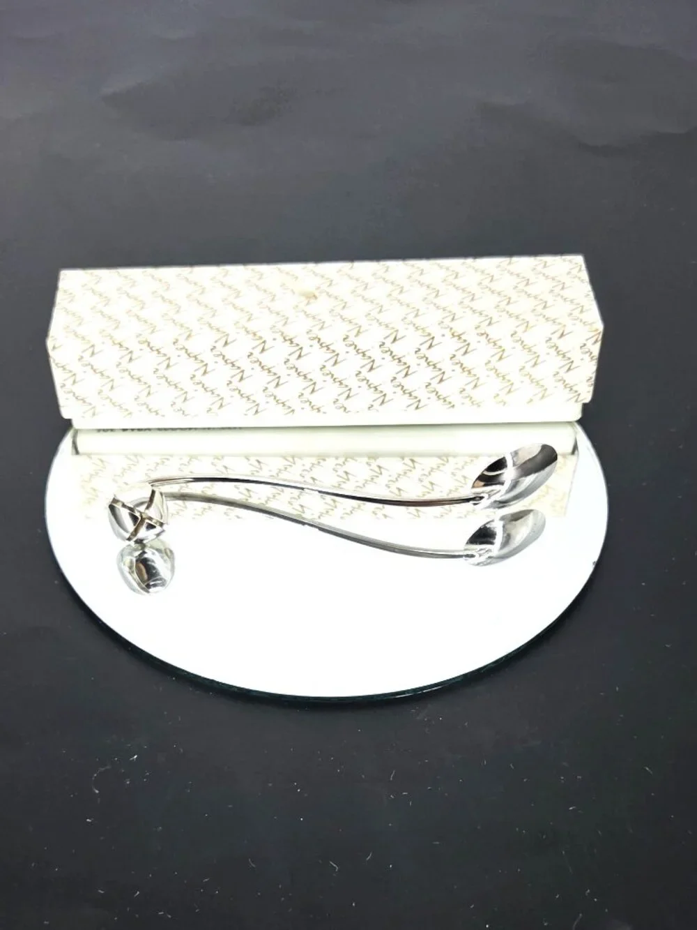 Napier Vintage Rhodium Finish Baby Spoon W/Jingle Bell Unused Original Box 6